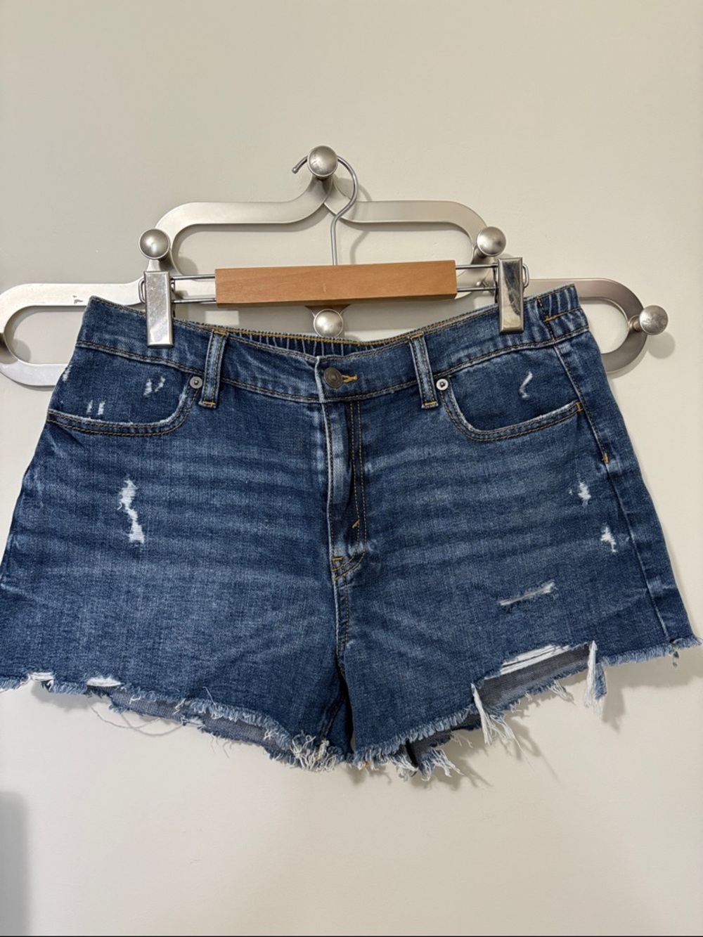 Aerie Denim Distressed High-Rise Women’s Shorts - Blue